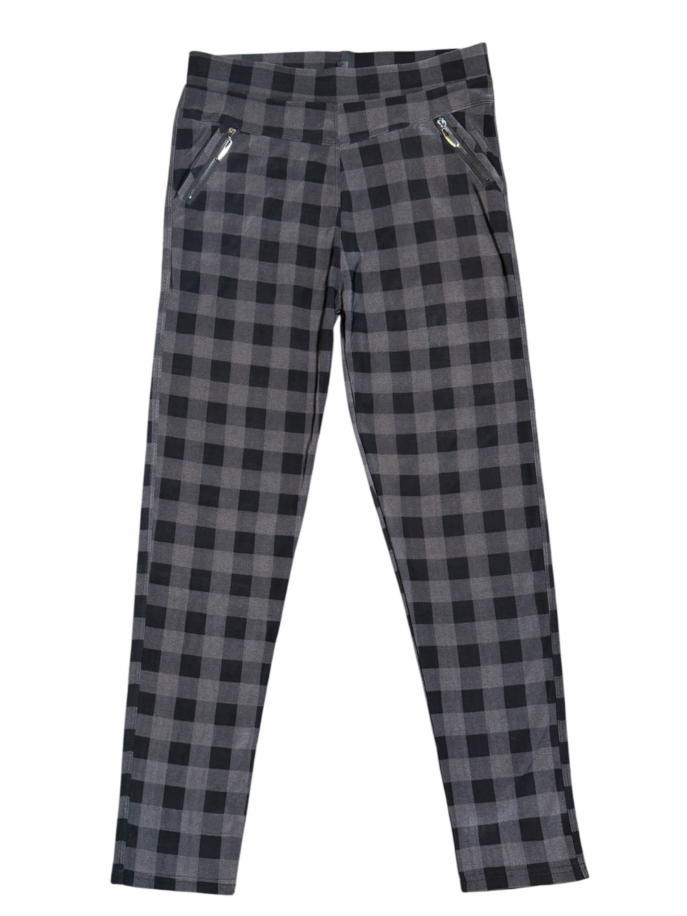 Coco + Carmen Gray Buffalo Plaid Pull On Pants XXL Stretch Zip Pockets - Picture 3 of 9